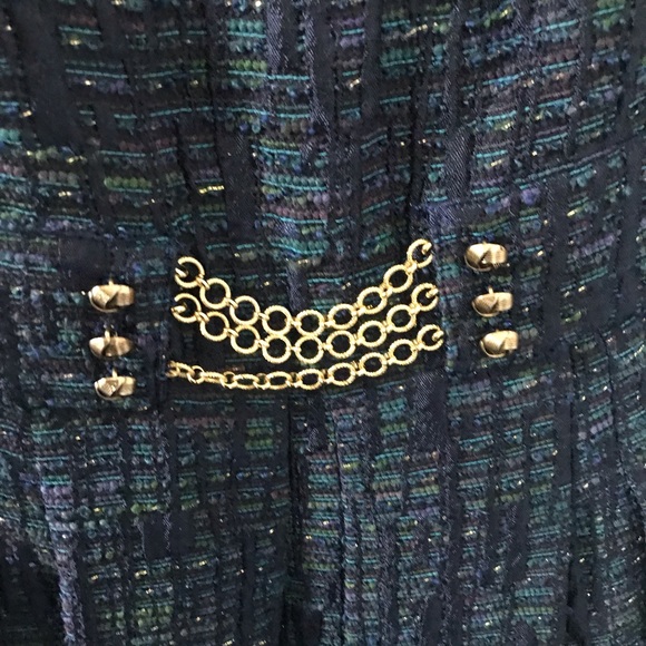 Kay Unger New York Cap Sleeve Blue Tweed Dress 4 - Picture 7 of 9